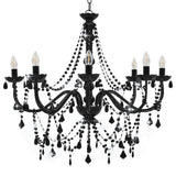 vidaXL Chandelier With Beads Black 8 x E14 Bulbs | SKU: 281605 | Barcode: 8719883573281