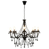 vidaXL Chandelier With Beads Black 8 x E14 Bulbs | SKU: 281605 | Barcode: 8719883573281