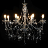 vidaXL Chandelier With Beads Silver 8 x E14 Bulbs | SKU: 281606 | Barcode: 8719883573298