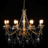 vidaXL Chandelier With Beads Golden 8 x E14 Bulbs | SKU: 281607 | Barcode: 8719883573304