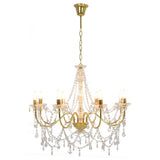 vidaXL Chandelier With Beads Golden 8 x E14 Bulbs | SKU: 281607 | Barcode: 8719883573304