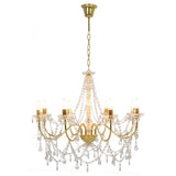 vidaXL Chandelier With Beads Golden 8 x E14 Bulbs | SKU: 281607 | Barcode: 8719883573304