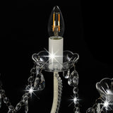 vidaXL Chandelier With Beads White 12 x E14 Bulbs | SKU: 281608 | Barcode: 8719883573311