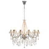 vidaXL Chandelier With Beads Silver 12 x E14 Bulbs | SKU: 281610 | Barcode: 8719883573335