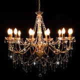 vidaXL Chandelier With Beads Golden 12 x E14 Bulbs | SKU: 281611 | Barcode: 8719883573342