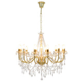 vidaXL Chandelier With Beads Golden 12 x E14 Bulbs | SKU: 281611 | Barcode: 8719883573342