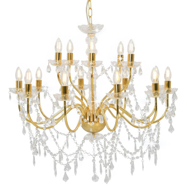 vidaXL Chandelier 2-layer Golden 15 x E14 Bulbs | SKU: 281613 | Barcode: 8719883573366