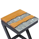 vidaXL Coffee Table 30x30x50 cm Solid Teak Wood and Polyresin | SKU: 281649 | Barcode: 8719883581507