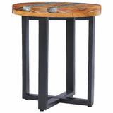 vidaXL Coffee Table 40x45 cm Solid Teak Wood and Polyresin | SKU: 281652 | Barcode: 8719883581538