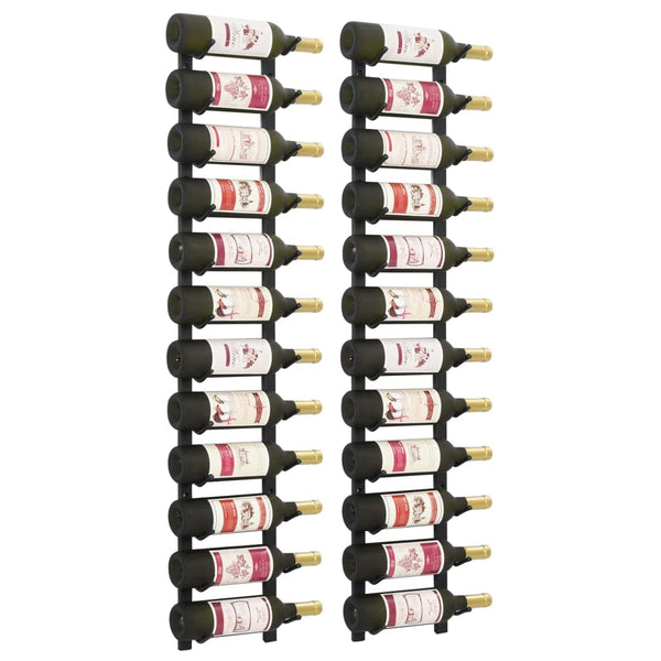 vidaXL Wall Mounted Wine Racks For 12 Bottles 2 pcs Black Iron | SKU: 282467 | Barcode: 8719883589251