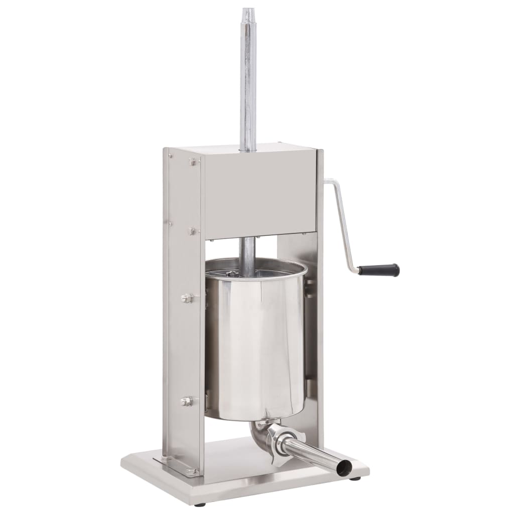 VidaXL Stainless Steel Manual Sausage Stuffer In Silver, 10L | SKU: 50964 | UPC: 8719883609416 | Weight: 20.1kg