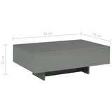 vidaXL Coffee Table High Gloss Grey 85x55x31 cm MDF | SKU: 282992 | Barcode: 8719883610320