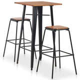 VidaXL Black Steel And Brown Pinewood 3 Piece Bar Set | SKU: 276844 | UPC: 8719883666907