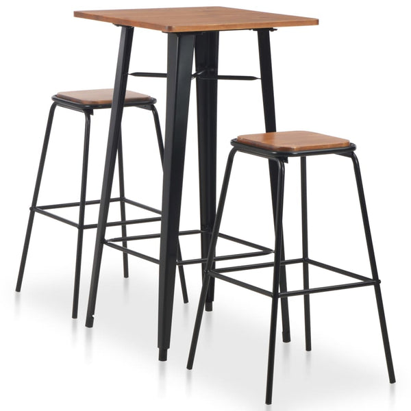 VidaXL Black Steel And Brown Pinewood 3 Piece Bar Set | SKU: 276844 | UPC: 8719883666907