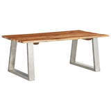vidaXL Coffee Table 100x60x40 cm Solid Acacia Wood And Stainless Steel | SKU: 283896 | Barcode: 8719883681030