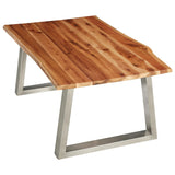vidaXL Coffee Table 100x60x40 cm Solid Acacia Wood And Stainless Steel | SKU: 283896 | Barcode: 8719883681030