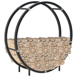 Logs Inside VidaXL Black Steel Firewood Rack 70x20x70cm | SKU: 284701 | UPC: 8719883683041