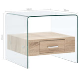 vidaXL Coffee Table With Drawer 50x50x45 cm Tempered Glass | SKU: 284724 | Barcode: 8719883691435