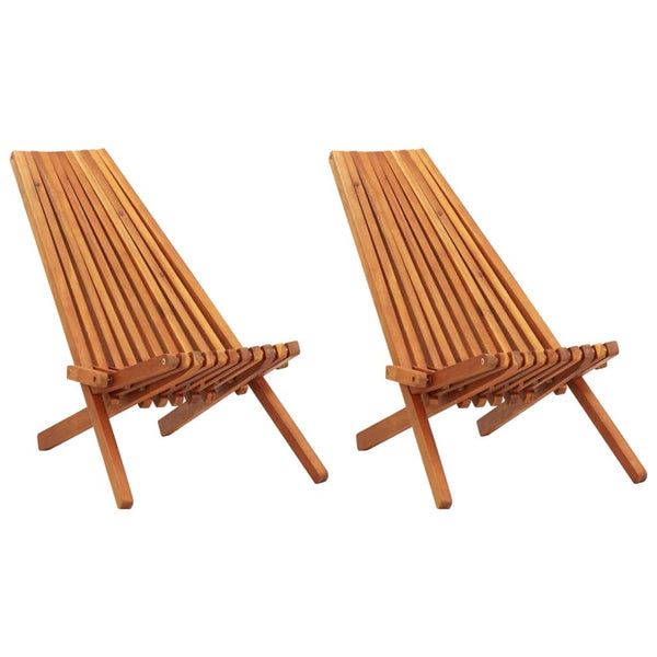 vidaXL Folding Outdoor Lounge Chairs 2 pcs Solid Acacia Wood | SKU: 45975 | Barcode: 8719883719214