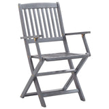 vidaXL Folding Outdoor Chairs 2 pcs Solid Acacia Wood - Grey | SKU: 46333 | Barcode: 8719883722122