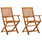 vidaXL Folding Outdoor Chairs 2 pcs Solid Acacia Wood - Brown | SKU: 46337 | Barcode: 8719883722160
