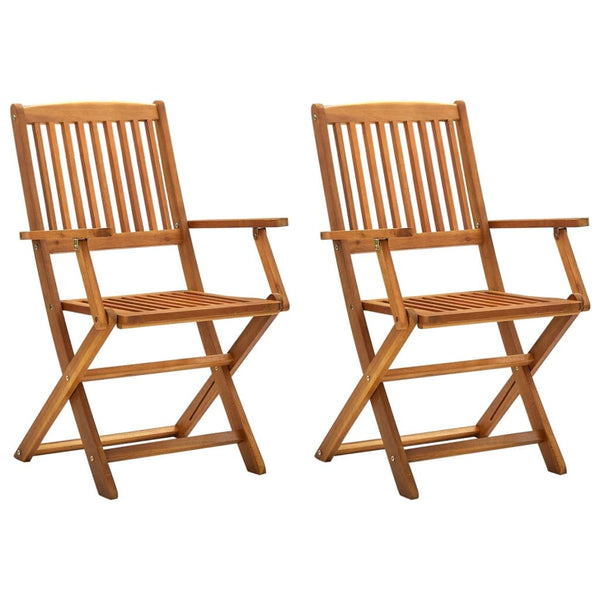 vidaXL Folding Outdoor Chairs 2 pcs Solid Acacia Wood - Brown | SKU: 46337 | Barcode: 8719883722160