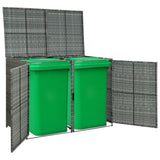vidaXL Double Wheelie Bin Shed Poly Rattan Anthracite 148x77x111 cm | SKU: 46463 | Barcode: 8719883732084