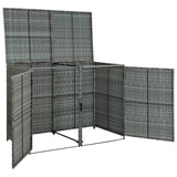 vidaXL Double Wheelie Bin Shed Poly Rattan Anthracite 148x77x111 cm | SKU: 46463 | Barcode: 8719883732084