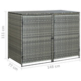 vidaXL Double Wheelie Bin Shed Poly Rattan Anthracite 148x77x111 cm | SKU: 46463 | Barcode: 8719883732084
