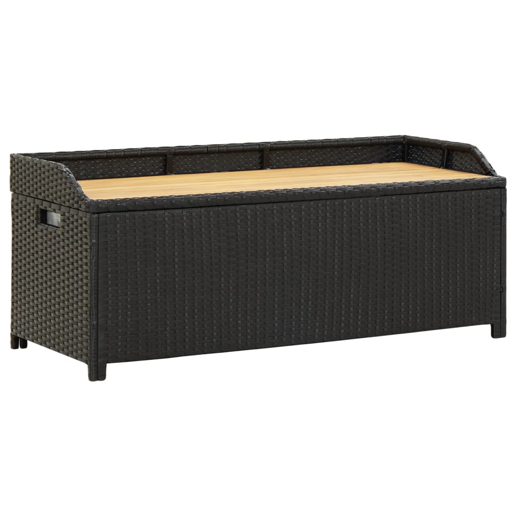 vidaXL Garden Storage Bench 120 cm Poly Rattan Black | SKU: 46480 | Barcode: 8719883732251