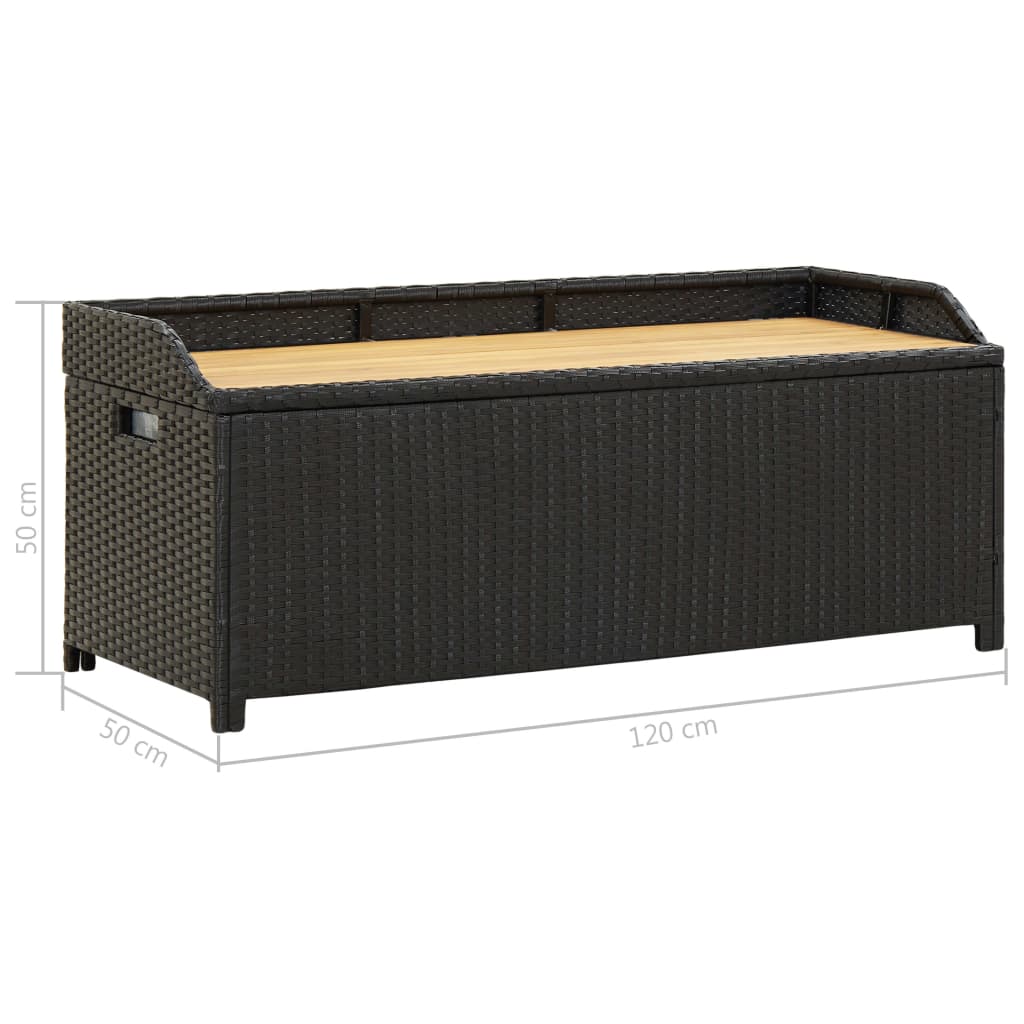 vidaXL Garden Storage Bench 120 cm Poly Rattan Black | SKU: 46480 | Barcode: 8719883732251