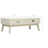 vidaXL Coffee Table With 2 Drawers Carving Grey 110x50x40 cm Wood | SKU: 285751 | Barcode: 8719883732398