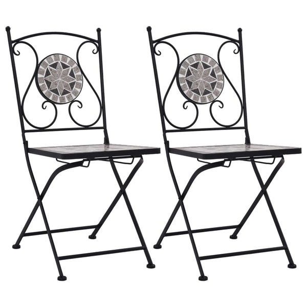 vidaXL Mosaic Bistro Chairs 2 pcs Grey | SKU: 46716 | Barcode: 8719883733661