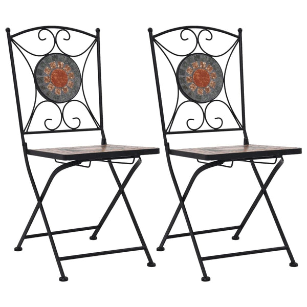 vidaXL Mosaic Bistro Chairs 2 pcs Orange/Grey | SKU: 46718 | Barcode: 8719883733685