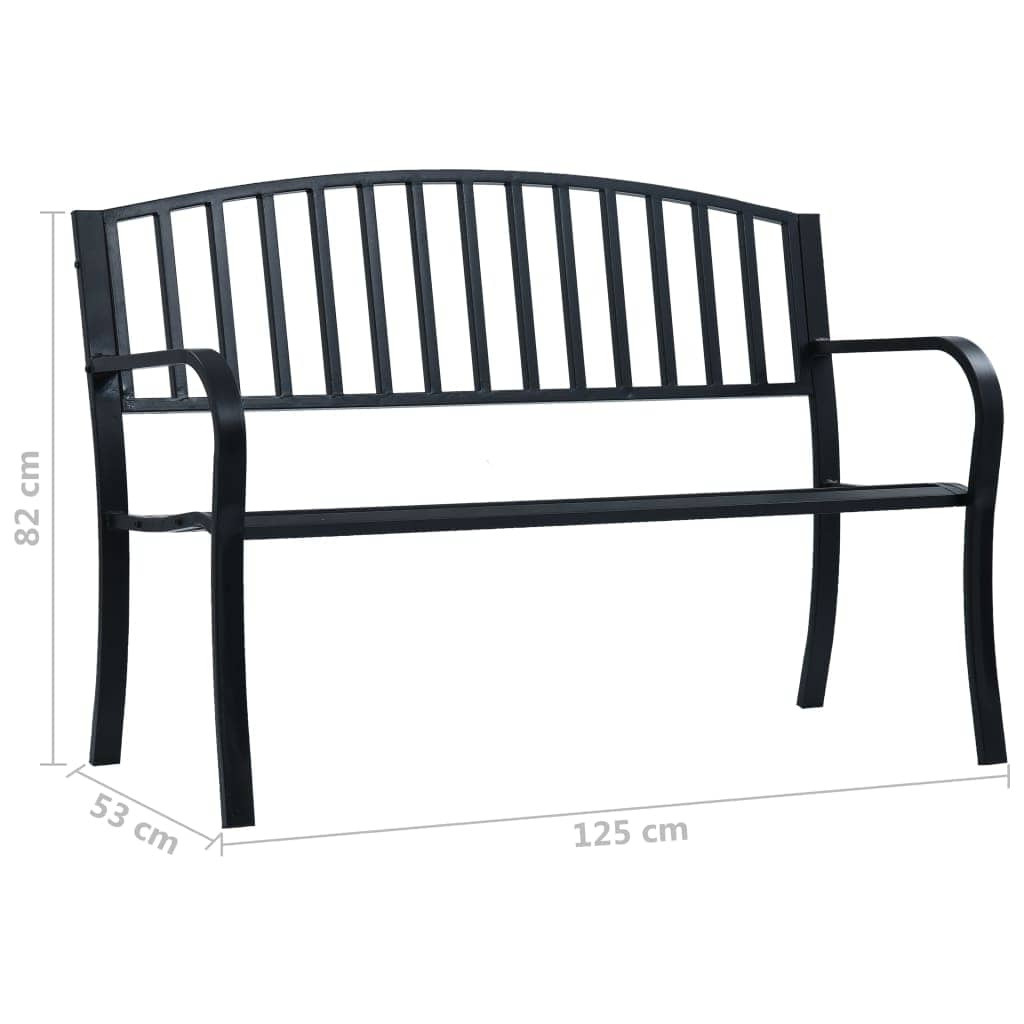 vidaXL Garden Bench 125cm Black Steel N1 | SKU: 47941 | Barcode: 8719883745961
