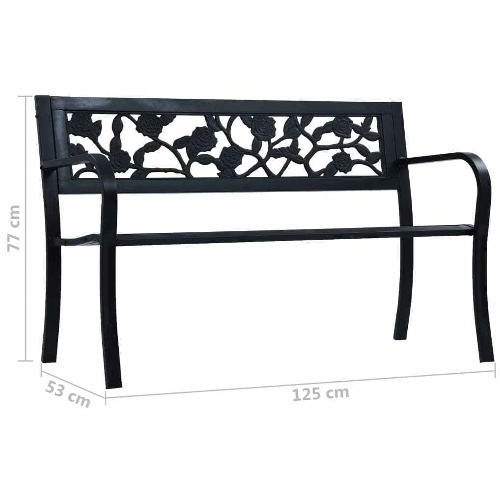 vidaXL Garden Bench 125cm Black Steel N2 | SKU: 47942 | Barcode: 8719883745978