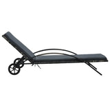 vidaXL Sun Lounger With Cushion & Wheels Poly Rattan Anthracite | SKU: 47749 | Barcode: 8719883746081