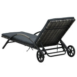 vidaXL Sun Lounger With Cushion & Wheels Poly Rattan Anthracite | SKU: 47749 | Barcode: 8719883746081