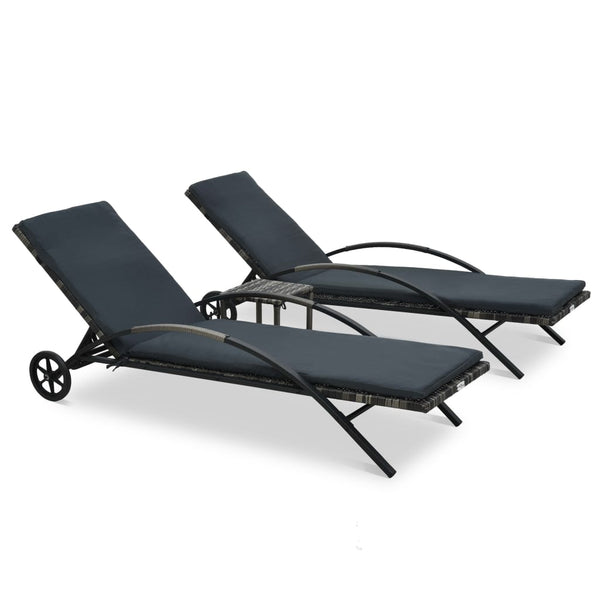 vidaXL Sun Loungers With Table Poly Rattan Anthracite | SKU: 47750 | Barcode: 8719883746098