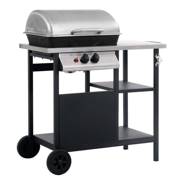 VidaXL Gas BBQ Grill With 3-layer Side Table, Black & Silver | SKU: 47392 | UPC: 8719883751443