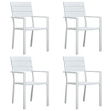 vidaXL Garden Chairs 4 pcs White HDPE Wood Look | SKU: 47884 | Barcode: 8719883751658