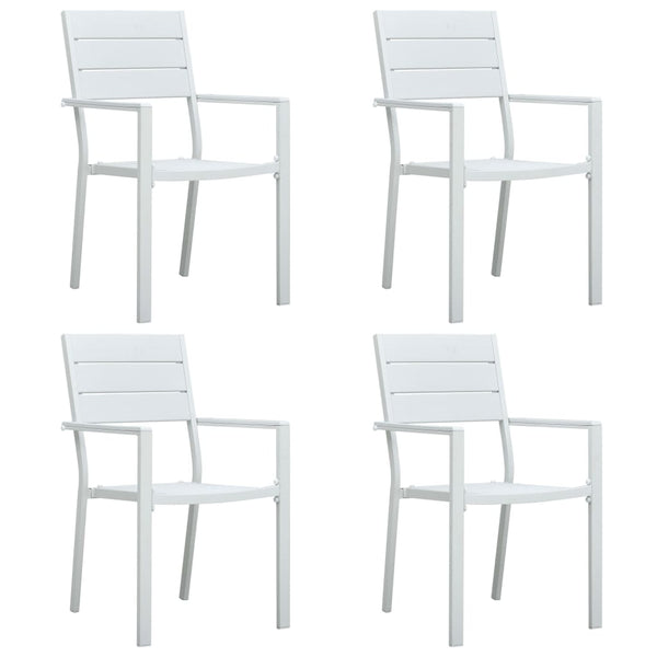 vidaXL Garden Chairs 4 pcs White HDPE Wood Look | SKU: 47884 | Barcode: 8719883751658