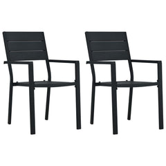 vidaXL Garden Chairs 2 pcs Black HDPE Wood Look | SKU: 47885 | Barcode: 8719883751665