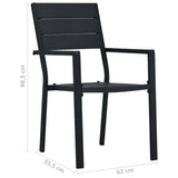 vidaXL Garden Chairs 2 pcs Black HDPE Wood Look | SKU: 47885 | Barcode: 8719883751665