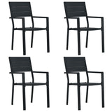 vidaXL Garden Chairs 4 pcs Black HDPE Wood Look | SKU: 47886 | Barcode: 8719883751672