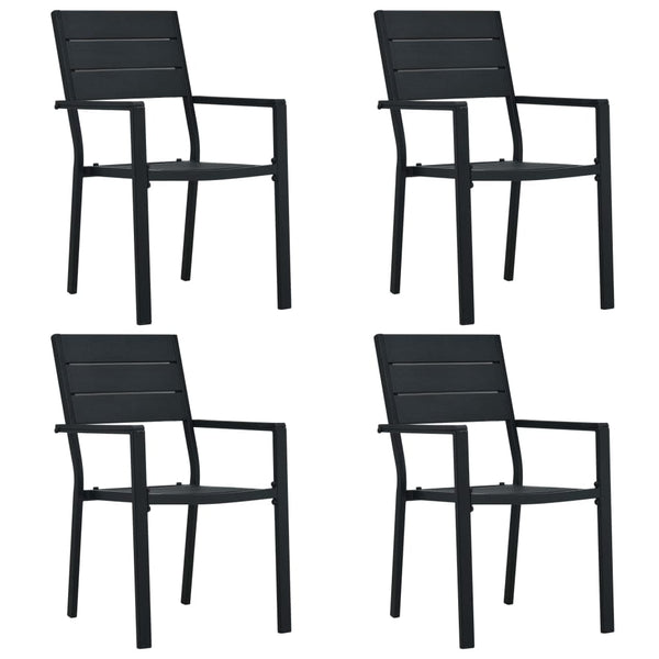 vidaXL Garden Chairs 4 pcs Black HDPE Wood Look | SKU: 47886 | Barcode: 8719883751672