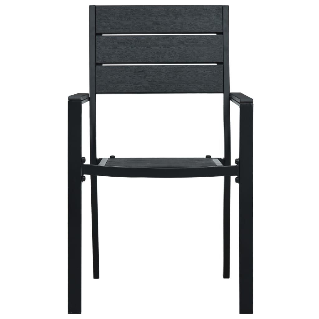 vidaXL Garden Chairs 4 pcs Black HDPE Wood Look | SKU: 47886 | Barcode: 8719883751672
