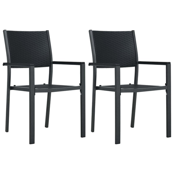 vidaXL Garden Chairs 2 pcs Black Plastic Rattan Look | SKU: 47889 | Barcode: 8719883751702