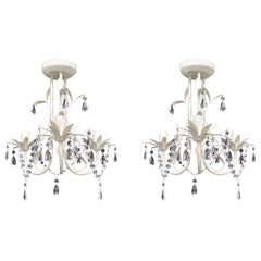 vidaXL Crystal Pendant Ceiling Lamp Chandeliers 2 pcs Elegant White | SKU: 278738 | Barcode: 8719883759630