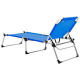 vidaXL Extra High Folding Senior Sunbed Blue Aluminium | SKU: 47912 | Barcode: 8719883760018